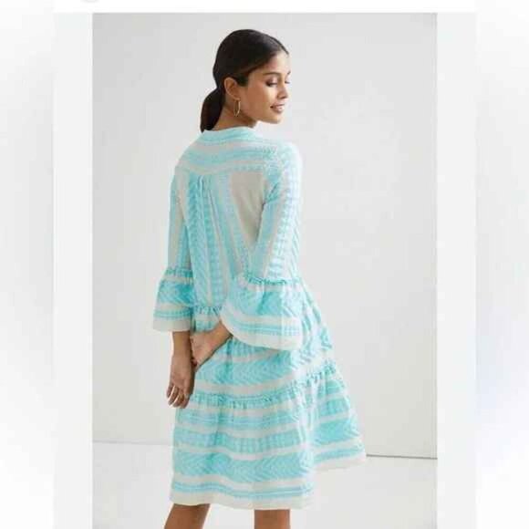 Devotion Twins Ella Short Dress in Blue/Off-White - Picture 3 of 16